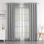 Lotusolution Gray Mix & Match Curtains for Living Room - 2 Black 100% Blackout Window Curtains and 2 Solid Black Voile Sheer Curtains 4 Pieces Set for Kids Girls Bedroom, 52_ W x 63_ L, Grommet Top