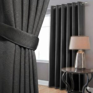 Minimalist Bedroom Window Curtains - Aesthetic Living Room Door Curtains - Plain Window Curtains, Thick Blackout Material - 12-Hole Smokering Curtains Blackout Curtains for Bedroom
