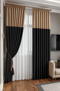 soft velvet curtains in warm tones that create a snug, elegant, and inviting atmosphere